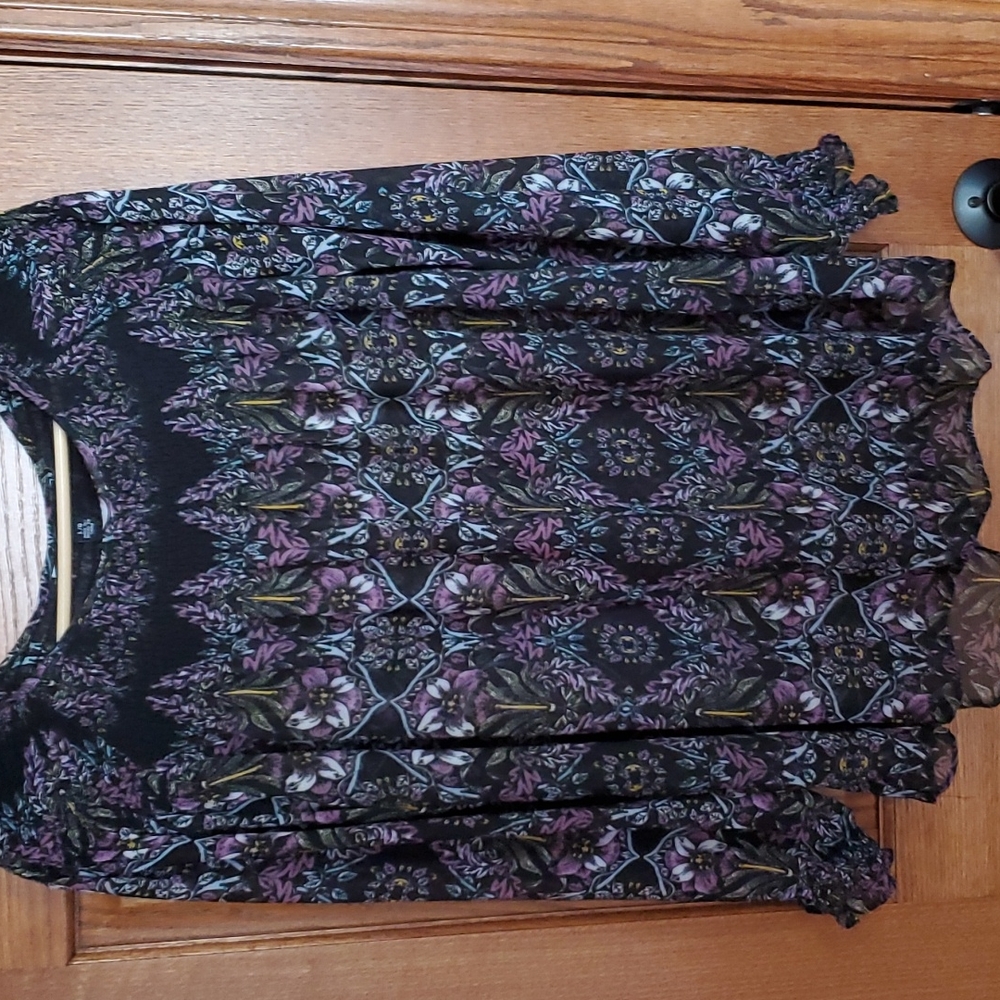 Sheer Black Flower Blouse